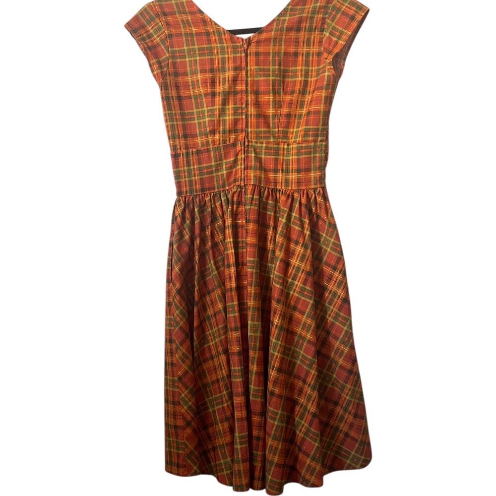 RETROLICIOUS Orange Plaid Greta Dress Size XS - Picture 3 of 12